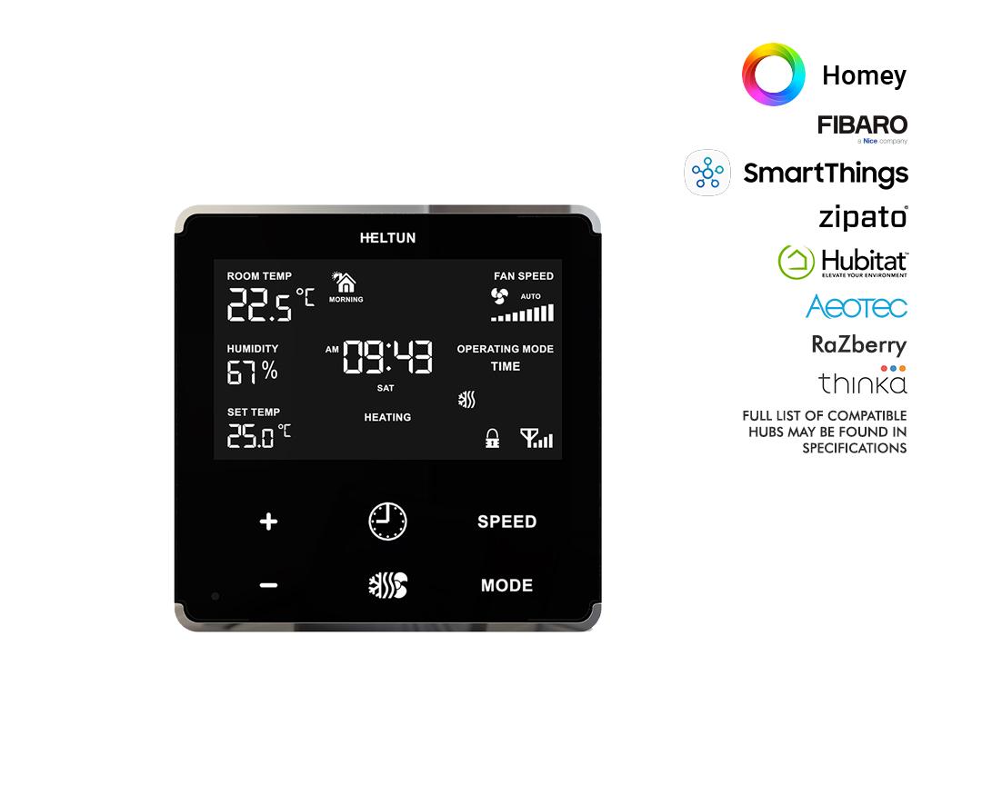 Heltun Fan Coil Thermostat Z-Wave Plus Zwart/Zilver