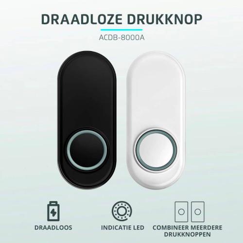 KlikAanKlikUit Draadloze Deurbel Drukknop - Wit